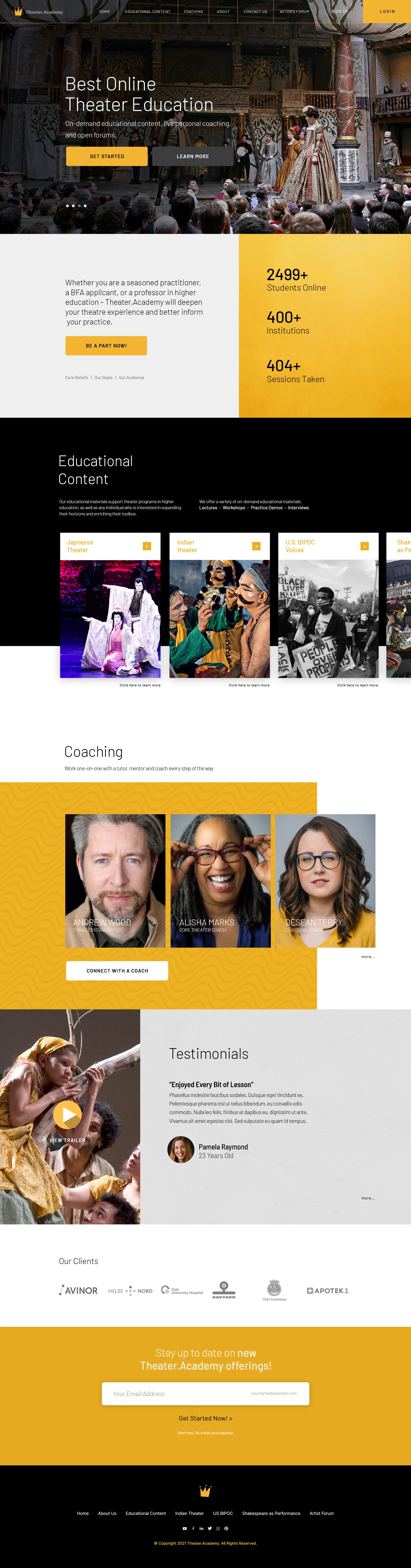 TheaterAcademy Landing Page